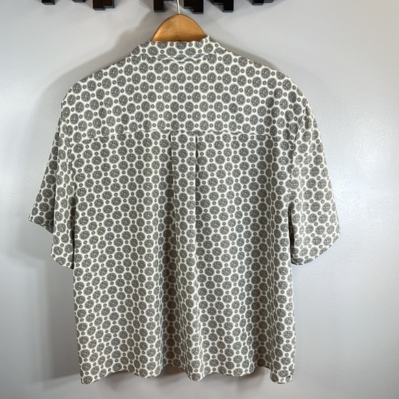 RENA Rowan for Saville Geometric Short Sleeve Shirt Hidden Buttons Size 16 - Picture 6 of 11